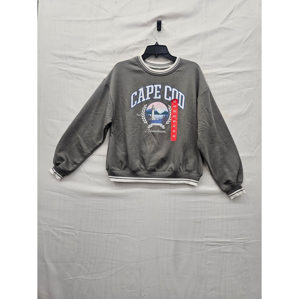 Limited Too‎ 2.0 Cape Cod Massachusetts Graphic Sweatshirt Stone Gray XS NEW
